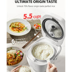 Toshiba Origintaste Rice Cooker 5.5-Cup Uncooked, Fuzzy Logic, 15-In-1 Functions, Digital Display, Delay Timer, Keep Warm, Nonstick Inner Pot, White