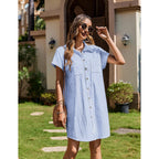 Zeagoo Summer Dresses For Women 2026 Cotton Button Down Short Sleeve Tshirt Dresses Casual Mini Beach Dress