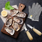 Mybmhtnb Oyster Shucking Knife Set Of 2 Stainless Steel Oyster Knifes And 2 Pairs Level 5 Cut-Resistant Gloves，Oyster Knives Suitable For All Kinds Of Shells And Oysters Shucking