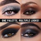 Ucanbe Smokey Eyeshadow Palette, Dark Black White Gray Silver Natural Nude Matte Shimmer Eye Shadow Make Up Pallet For Smoky Emo Goth Makeup, 12 Color High Pigmented Long Lasting Waterproof Pallete