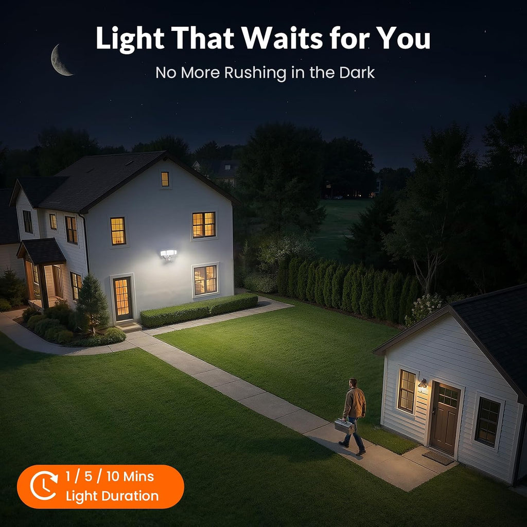 Lepower Led Security Light Motion Sensor Outdoor Lights, Bright 38W 4200Lm | 72 Ft Range, Ip65, Easy To Install, 180° Motion Sensor, 5500K, 3 Head Detected Waterproof Flood Light For Garage, Yard, Porch