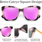 FEISEDY Trendy Polarized Women Sunglasses, Retro Womens Square Cat Eye Sun Glasses B4134