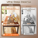 Huuger 55 X 24 Inch Desk With Power Outlets & Usb-C, Deeper & Thicker Desktop, Robust Metal Tubes, Computer Desk, Heavy Duty Office Desk, Work Gaming Desk For Home Office, Rustic Brown