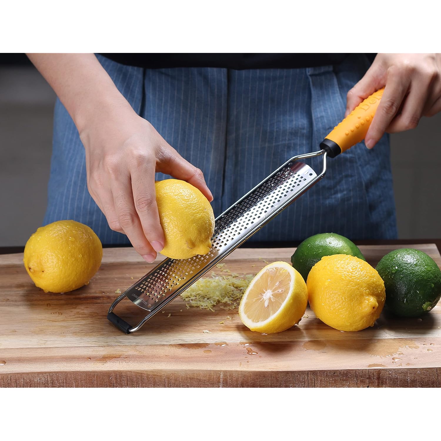 Deiss Pro Lemon Zester & Heavy Duty Cheese Grater & Vegetable Grater - Parmesan Cheese Lemon, Garlic, Nutmeg, Chocolate, Fruits, Vegetables, Ginger Grater - Cheese Shredder & Stainless Steel Grater