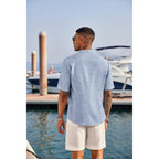Coofandy Men'S Casual Henley Shirt Short Sleeve Band Collar Linen Shirt Summer Beach Hippie T-Shirts