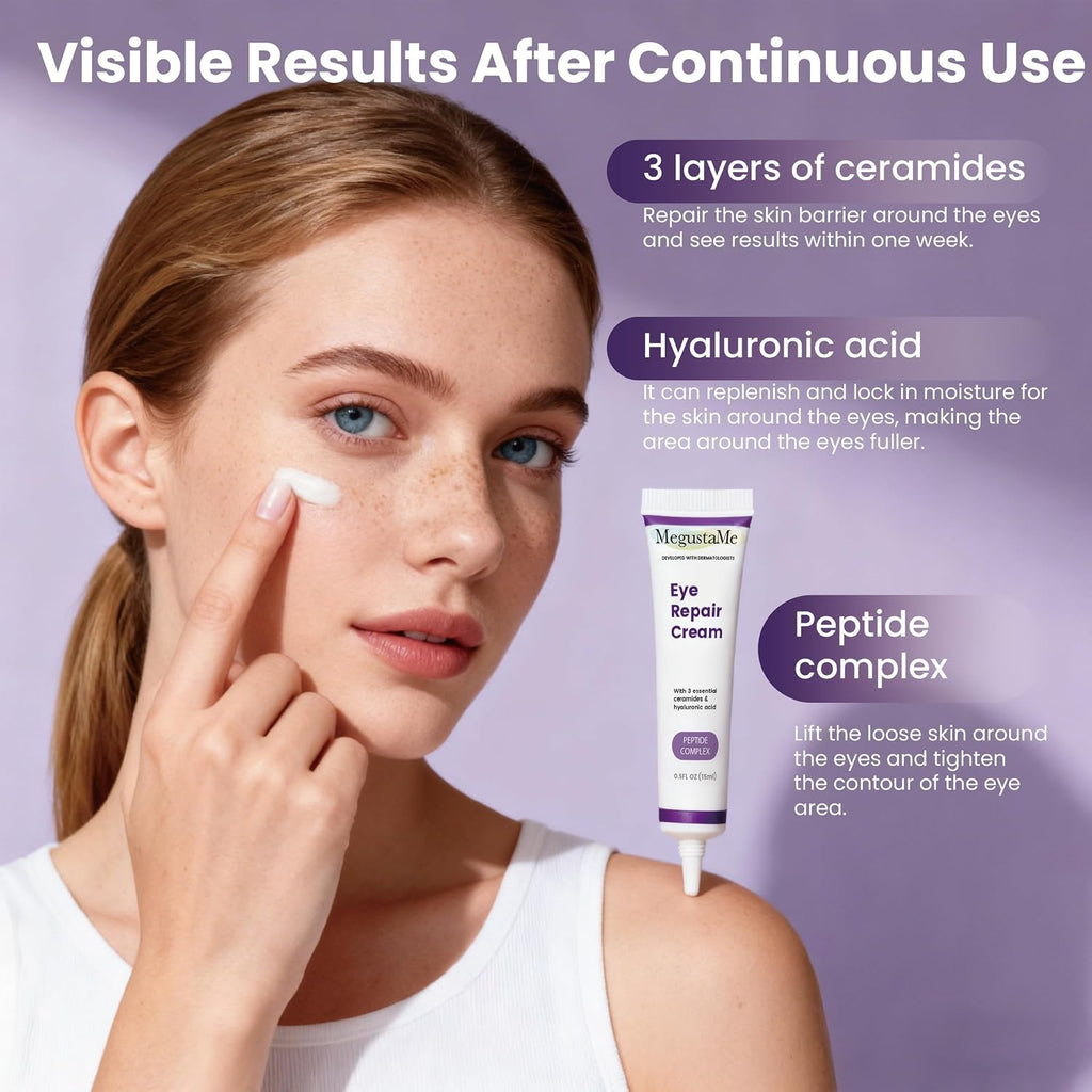 Eye Repair Cream 15Ml - Peptide Complex Eye Cream With 3 Essential Ceramides, Niacinamide & Hyaluronic Acid, Dermatologist Developed Anti-Aging Eye Treatment For Fine Lines, Dark Circles.