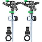 Apt Sprinklers For Yard Lawn & Garden| 80 To 5800 Sq Ft Adjustable (2-Pack) | Pulsating Impact Rotating Custom Pattern Commercial Farming Grade Water Saving Sprinkler With 4X Larger Droplets
