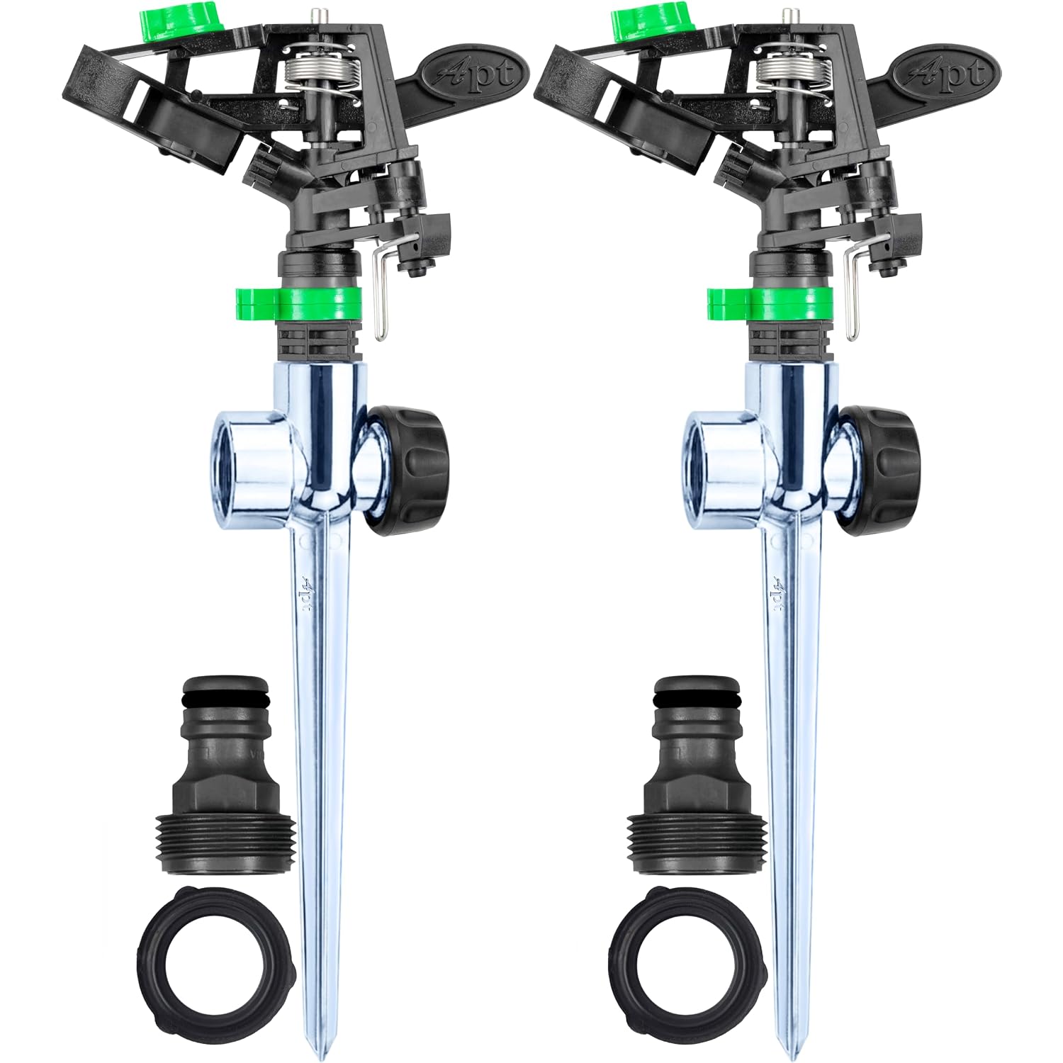 Apt Sprinklers For Yard Lawn & Garden| 80 To 5800 Sq Ft Adjustable (2-Pack) | Pulsating Impact Rotating Custom Pattern Commercial Farming Grade Water Saving Sprinkler With 4X Larger Droplets
