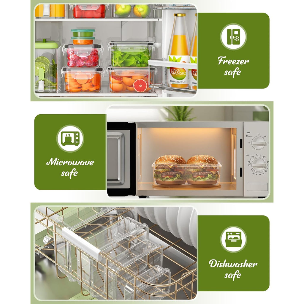 40 Piece Food Storage Containers with Lids(20 Containers & 20 Lids), BPA-Free Plastic Food Containers for Kitchen Storage and Organization, Leak Proof Meal Prep Container, Includes Labels & Pen