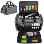 Large Capacity Hairdresser Bag With Adjustable Dividers, Travel Barber Case Holds Various Hair Cutting Tools (No Accessories), Gray