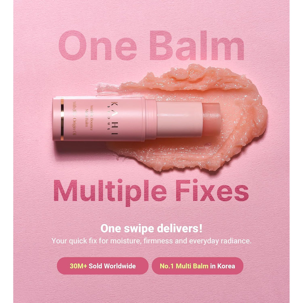 Kahi Wrinkle Bounce Multi Balm Stick | Pdrn Collagen Wrinkle Stick | Korean Skin Care |All-In-One Hydrating Lip Balm Eye Cream Neck Cream Make Up Base & Face Mist Moisture Balm