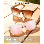 Sunglasses-women Polarized Sunglasses-womens: Trendy Sun Glasses polarized UV400 Protection Fashion Sunglasses A01-gradient Brown + Clear Pink + Clear Brown
