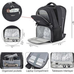 Insulated Lunch Backpack Fit 17" Laptop With Cooler Compartment | 2 In 1 Work Backpack With Lunch Box, Lunch Compartment, Water-Resistant, Lightweight, College Couputer Bag, Men & Women