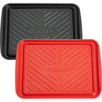 Cuisinart Grilling Prep & Serve Trays, 17x10.5 inch BBQ Tray Safe for Food Handling, 2 Dishwasher Safe Nesting Trays Black & Red, Perfect Grilling Accessories for Cooked & Raw Meat, Fits 6 Burgers