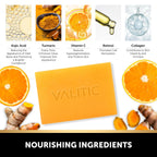 Valitic 2 Pack Kojic Acid Vitamin C & Retinol Soap Bars For Dark Spot Bundle With 2 Black Exfoliating Gloves For Body Scrubs