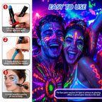 12 Pack Glow Face Body Paint,Neon Body Paint Sticks,Glow In The Dark Paint Under Uv Black Light,Makeup Face Painting Kit Professional Party Supplies For Halloween,Christmas,Birthday Party
