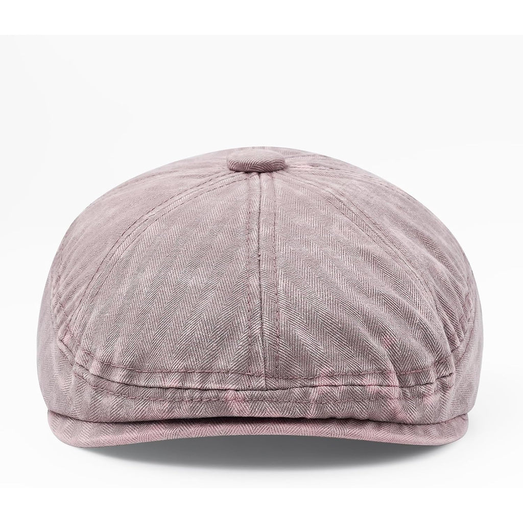 Newsboy Flat Cap for Men Women, Adjustable Washed Cotton Hat | 100% cotton, 8-panel Gatsby style, adjustable 57-60 cm fit for driving, golf, travel, and daily vintage looks. #B36-pink