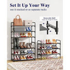 Kitsure Shoe Rack For Closet, Sturdy Shoe Storage For Entryway, Space-Saving Shoe Rack Small And Shoe Shelf, 27.6" Wide, Black