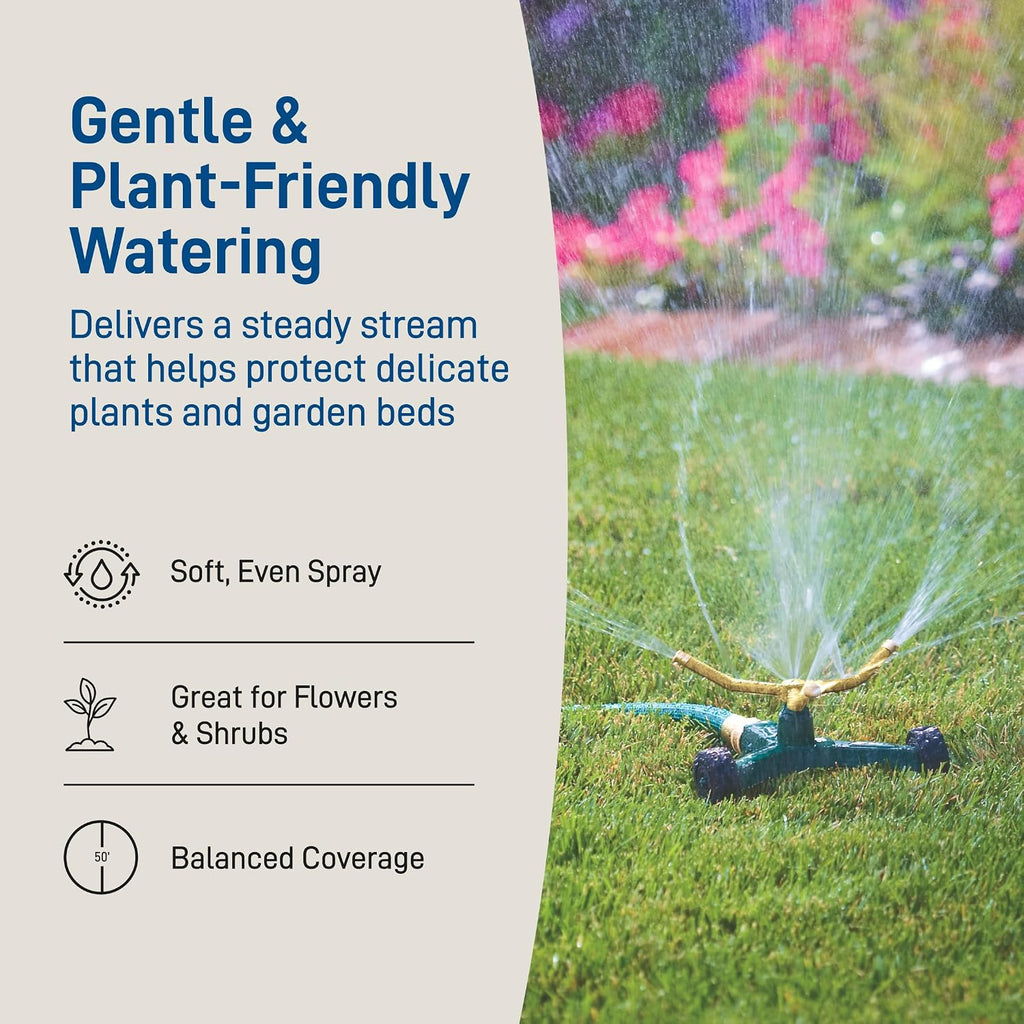 Orbit 58257N Lawn And Garden 3-Arm Metal Sprinkler With Wheel Base