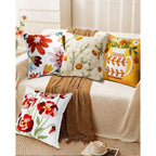 Embroidered Throw Pillow Cover - 18X18 Decorative Pillow Cover With Zipper Aesthetic Cute Design Boho Spring Summer Cozy Throw Pillowcase For Living Room Couch Sofa Bed, White Daisy