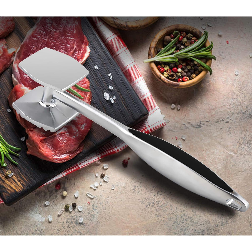 Aliglow Meat Tenderizer Hammer Tool Pounder For Tenderizing Steak Beef Poultry, Heavy Duty Dual-Sided Mallet With Soft Grip Handle - Multifunctional Kitchen Beater For Chicken,Fish, Baking