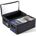 Ccidea Dvd Storage Box With Clear Window - 15.75" Foldable Media Organizer, Premium Zipper Closure, Holds 27+ Dvds, Dustproof Non-Woven Fabric, Reinforced Handles & Label Slot (2)