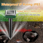 Mole Repellent Solar Powered 8 Pack Sonic Mole Deterrent Spikes, Snake Gopher Vole Repellent For Lawn Garden & Yard Gopher Deterrent, Groundhog Repellent