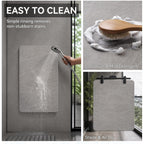 Montvoo -Bath Mat-Rubber Backing Non Slipthin Bathroom Rugs Fit Under Door- Quick Dry Absorbent Faux Suede Surface Grey Bathroom Floor Mats-Shower Rug For In Front Of Bathtub Shower Gray 16X24
