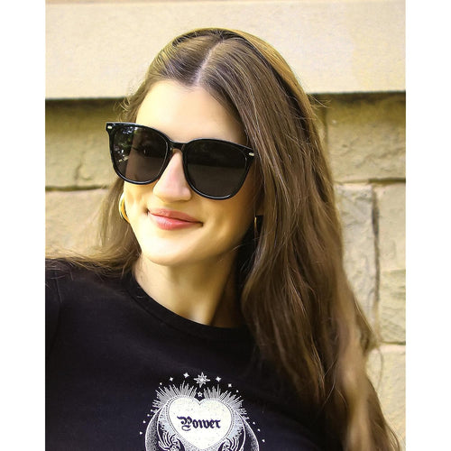 2 Packs Sunglasses for Women Polarized UV400 Protection Lens Big Frame Fashion Glasses Trendy Stylish Shade A01(2 Pack)black Frame/Grey Lens+tortoise Frame/Brown Lens