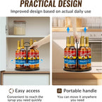 Rotating Coffee Syrup Organizer Hold 6 Bottles, Wood Coffee Syrup Rack For Countertop, Large Bottle Holder Stand For Bar Station, Turntable Wine Display Tray (Black - 6 Bottles)