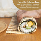 Fusion Select 3 Pk Bamboo Sushi Mat - Sushi Roller Mat for Making, Shaping & Molding Sushi Roll & Kimbap - Food-Safe Sushi Making Supplies, Tools & Accessories - Made of Natural Bamboo - 9.5x9.5