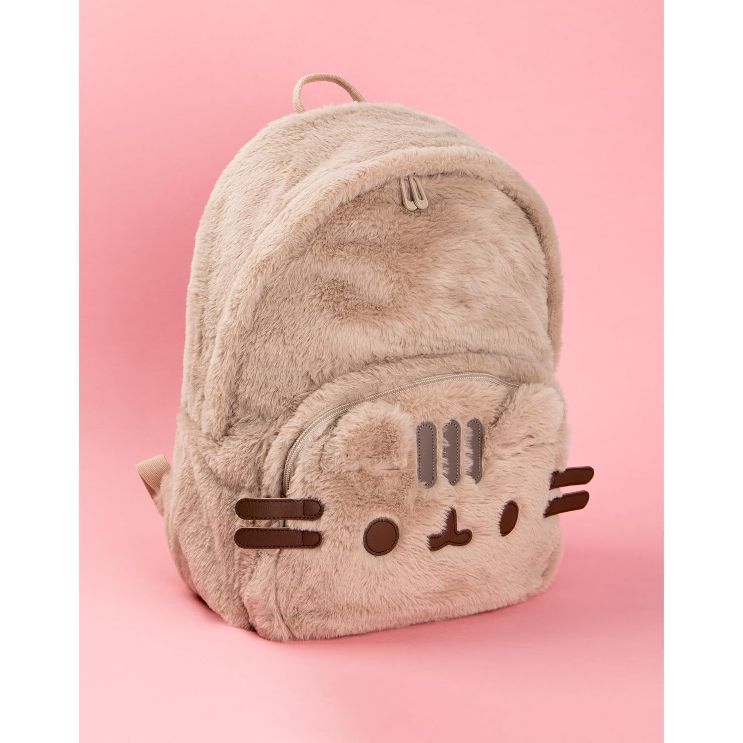 Pusheen The Cat Kids Beige Fluffy Backpack Rucksack 3D Ears Padded Straps 16 Inch School Travel Daypack Laptop Gym Bag