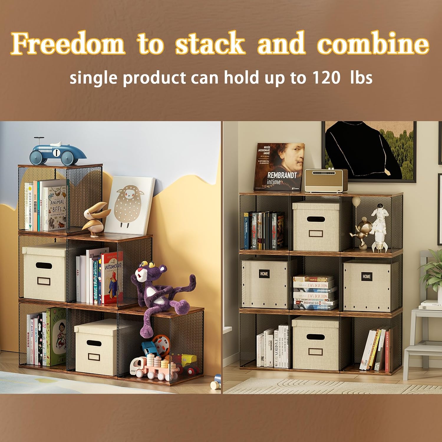 Dmevkic 3 Cube Vinyl Record Storage Diy Stackable 120-150 Records Visualize Album Storage Record Storage Crate