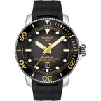 Tissot Mens Tissot Seastar 2000 Professional Powermatic 80 316L Stainless Steel Case Automatic Watch, Black, Rubber, 22 (T1206071744101)