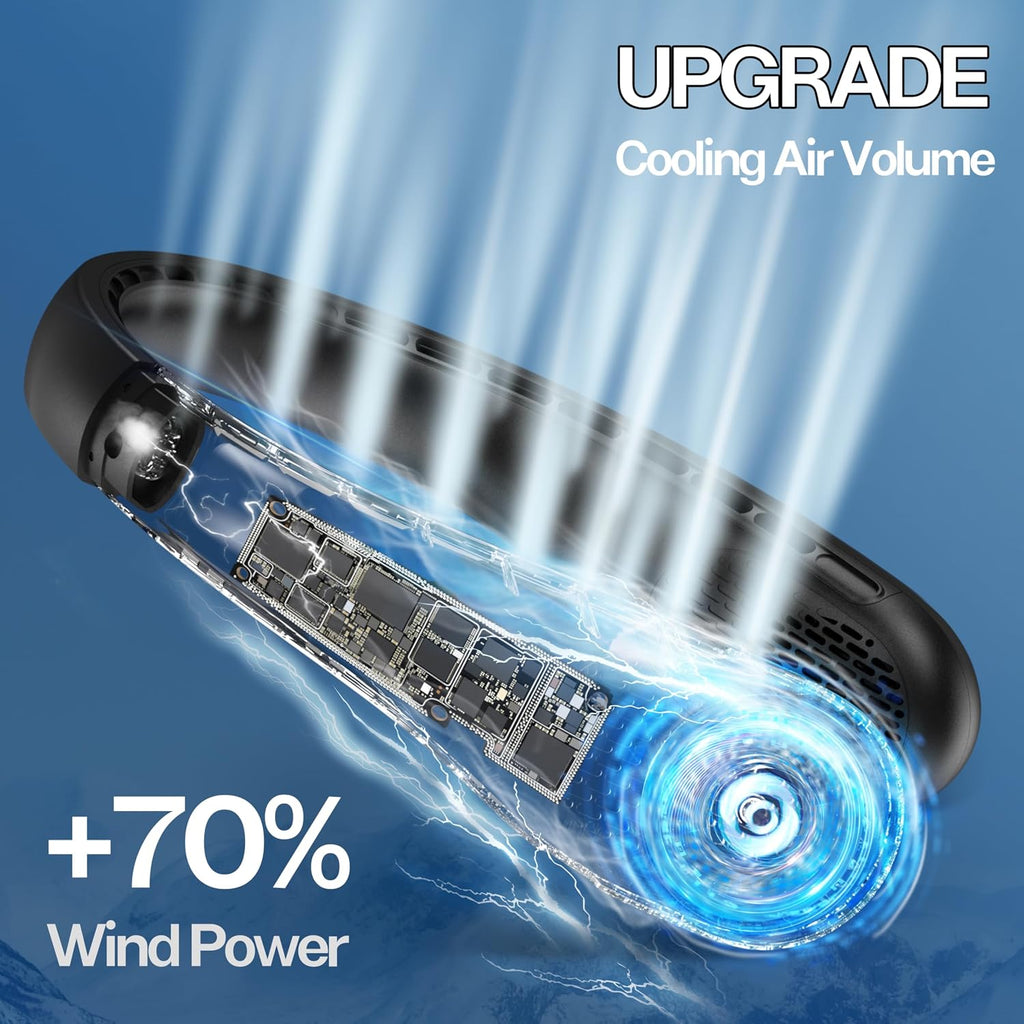 Kidee Neck Fan, Portable Bladeless Neck Fans, Upgrade 360° Airflow, Super Quiet, 3 Speeds, 4000Mah Personal Wearable Neck Fan, Upgraded Cooling Air Volume Usb Rechargeable Hands Free Fan