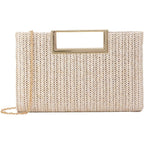 Top Handle Straw Clutch for Women Summer Clutch Straw Evening Bag Raffia Crossbody Purses Woven Beach Clutch