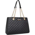 Montana West MEDIUM Tote Bag for Women Quilted Chain Handbags Shoulder Purse