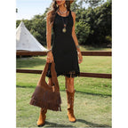 Verdusa Women'S Western Fringe Tank Dresses Cowgirl Sleeveless Short Summer Dress