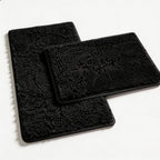 Bathroom Rugs Set 2 Piece Thick Chenille Bath Mats, Soft Quick Dry Plush Absorbent Bath Rugs With Non-Slip Pvc Backing, 32X20+24X16 Inch Black
