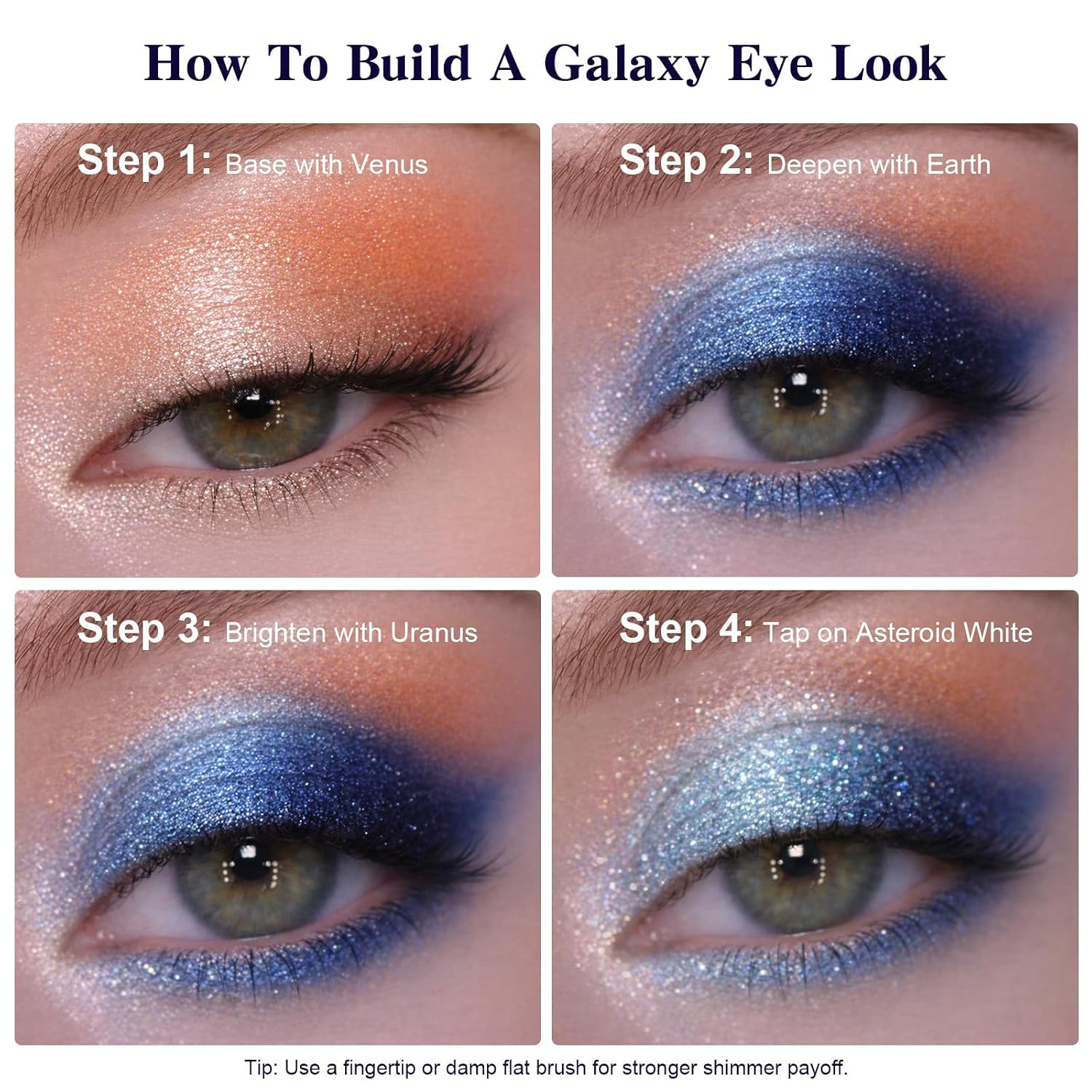 Tintark Galactic Assemble Eyeshadow Palette, 14 Solar System Shimmer Shades, 3D Planet Design, Wet Pressed Metallic Powder, Talc Free Vegan Galaxy Makeup Gift For Women Teens