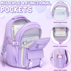Fimibuke Waterproof Backpacks For School Girls With Lunch Box & Pencil Case | 3Pcs Lightweight Teen Girls Backpack Bookbag, Cute Kids Toddler School Bag For Elementary Middle High School Students Travel