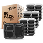 Freshware Meal Prep Containers [50 Pack] 3 Compartment Food Storage Containers With Lids, Bento Box, Bpa Free, Stackable, Microwave/Dishwasher/Freezer Safe (24 Oz)