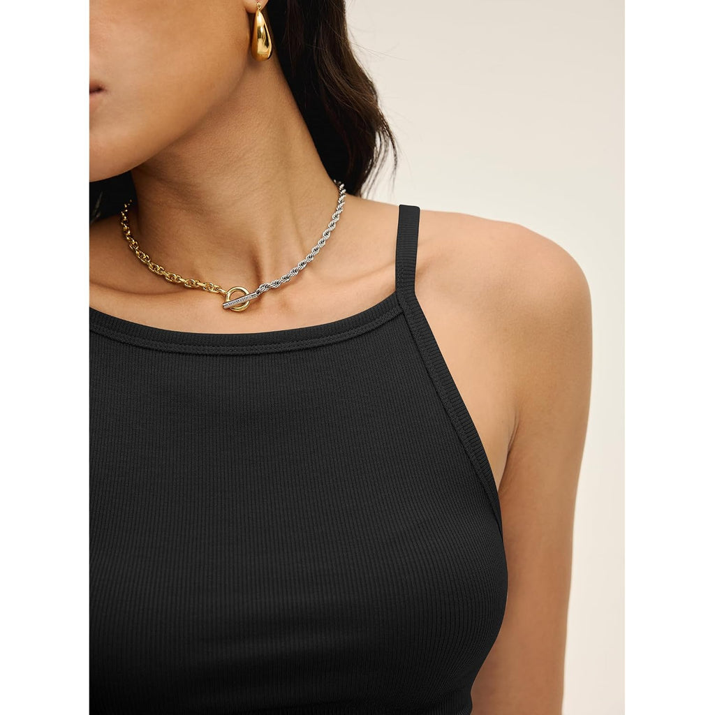 ANRABESS Womens Camis Spaghetti Straps Tank Tops High Square Neck Sleeveless Racerback Camisole Shirts Summer Basic Tee