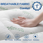 Mattress Topper Short Queen Rv Size, Cooling Extra Thick Breathable Viscose Made From Bamboo Mattress Pad, Soft Quilted Fitted Mattress Cover With 1000 Gsm Down Alternative Fill (8-21”Deep Pocket)