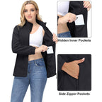 Magcomsen Women'S Fleece Jacket Zip Up Coat Lightweight Soft Warm Long Sleeve Jackets With Pockets For Winter