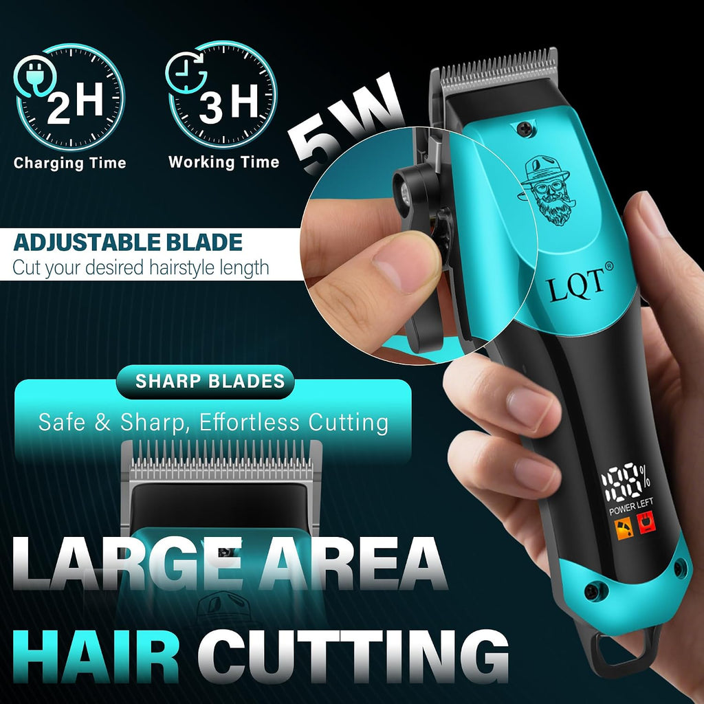 4-In-1 Men'S Hair Clippers Kit, Includes Nose Hair Trimmer, Electric Shaver, And Engraving Trimmer, Wireless Usb Rechargeable Grooming Set, Blue Ombre Design, Ideal Gift For Men (Blue)