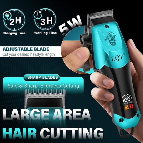 4-In-1 Men'S Hair Clippers Kit, Includes Nose Hair Trimmer, Electric Shaver, And Engraving Trimmer, Wireless Usb Rechargeable Grooming Set, Blue Ombre Design, Ideal Gift For Men (Blue)