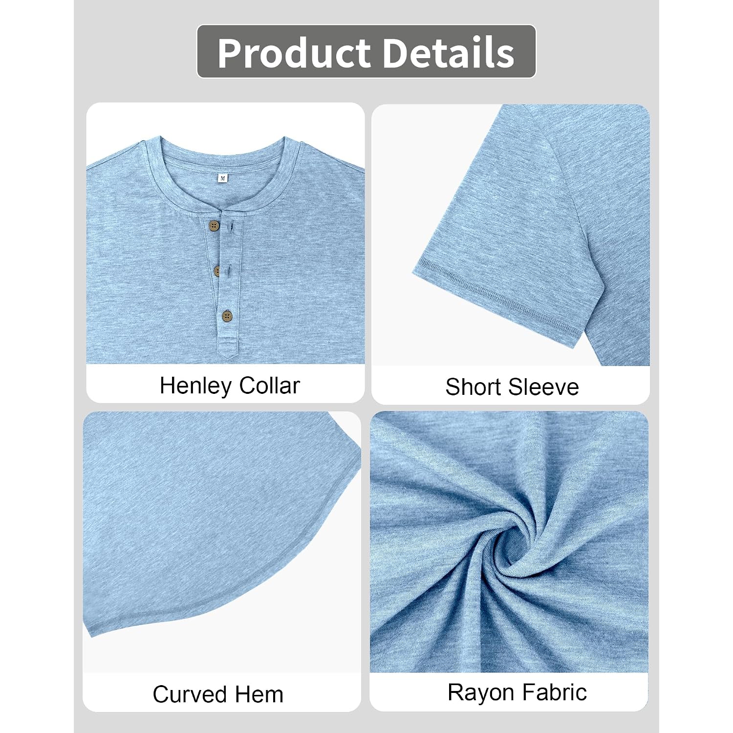 3 Pack Mens Henley Shirts Short Sleeve Casual Summer Basic Tees 3-Button Lightweight Stretch T Shirts