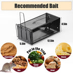 2 Pack Humane Rat Traps 12.5"X5.5"X4.5", Reusable Mouse Traps For Indoor/Outdoor Use, No-Kill Live Capture For Chipmunks, Rats, Mice