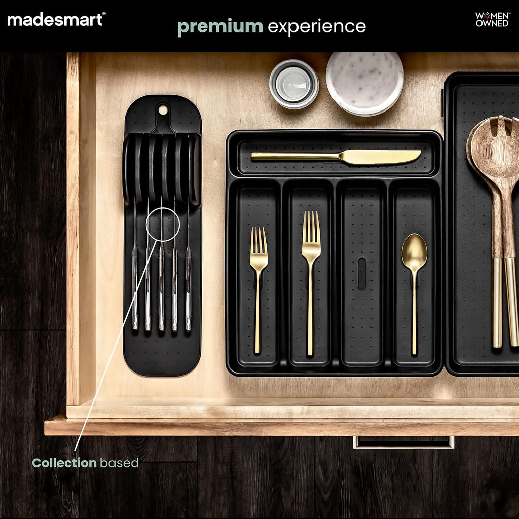 Madesmart Classic Knife Mat For 11 Knives With Soft Grip Base, Carbon